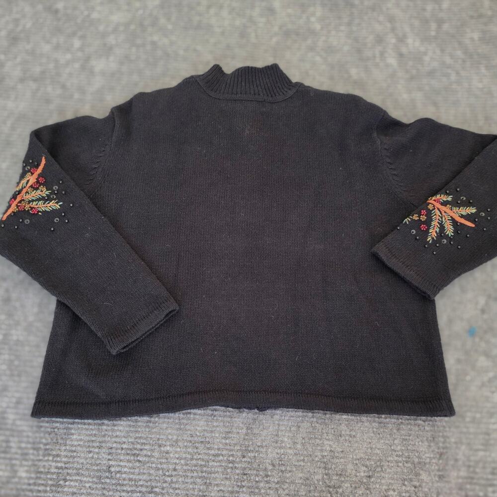 Heirloom Collectibles Petite Large Black Full-Zip Embroidered Beaded Cardigan - Picture 4 of 9